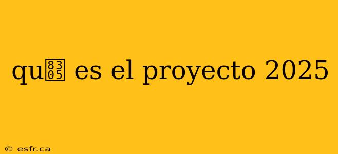 qu茅 es el proyecto 2025