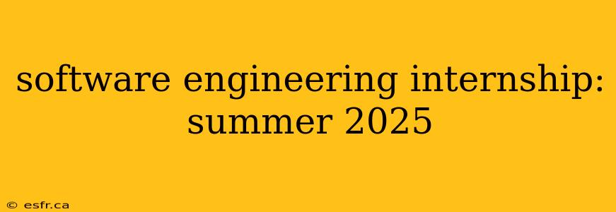 software engineering internship: summer 2025