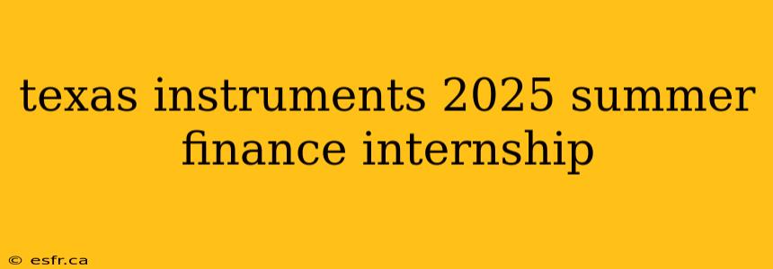 texas instruments 2025 summer finance internship