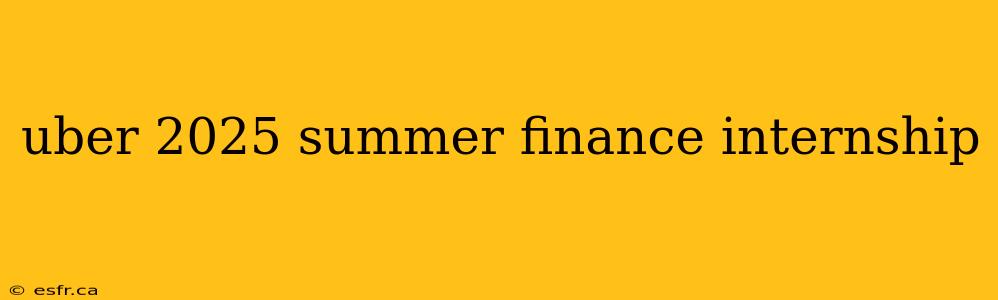 uber 2025 summer finance internship