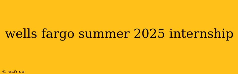 wells fargo summer 2025 internship