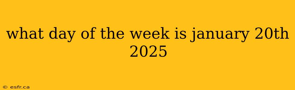 what day of the week is january 20th 2025