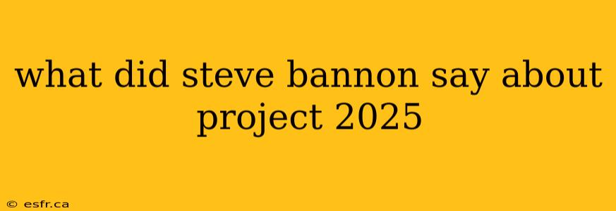 what did steve bannon say about project 2025