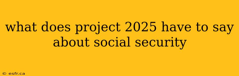 what does project 2025 have to say about social security