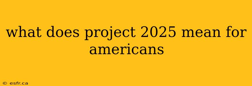 what does project 2025 mean for americans