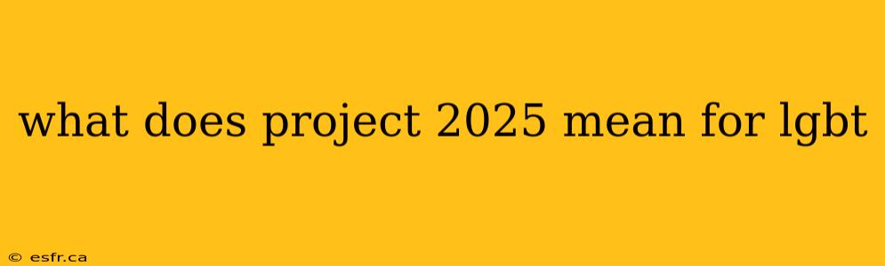 what does project 2025 mean for lgbt