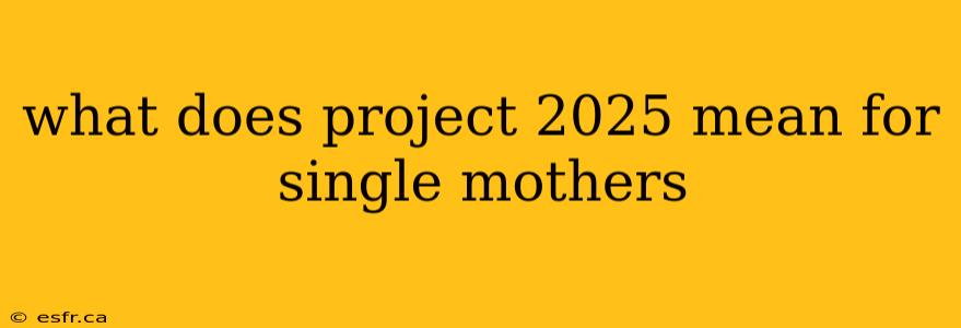 what does project 2025 mean for single mothers