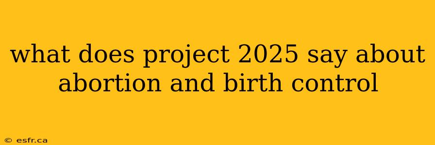 what does project 2025 say about abortion and birth control