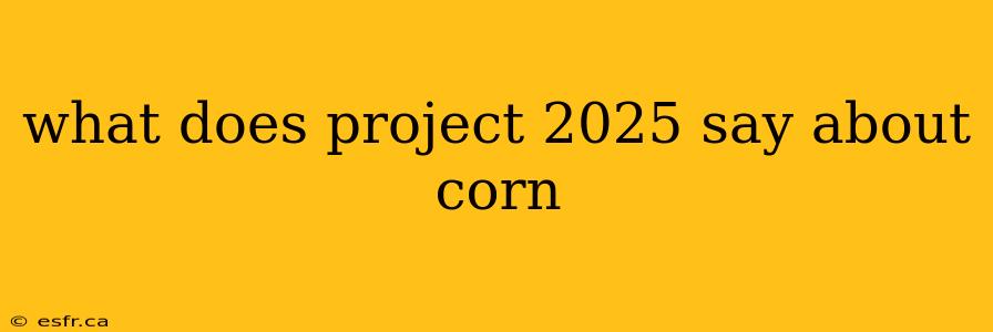 what does project 2025 say about corn