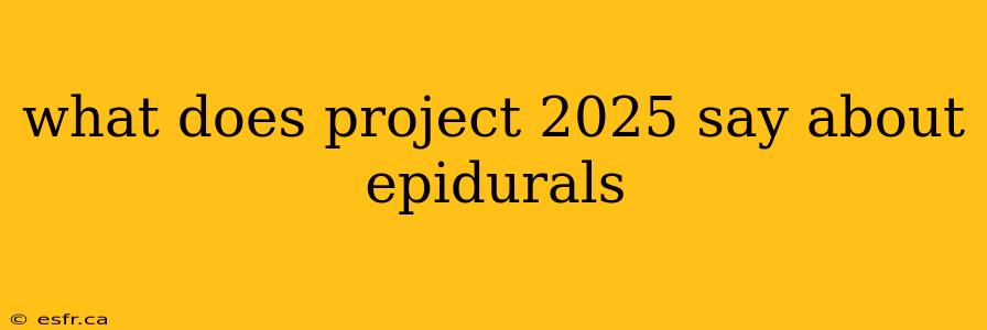 what does project 2025 say about epidurals