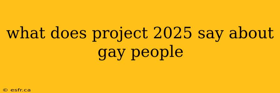 what does project 2025 say about gay people