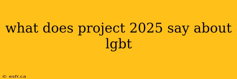 what does project 2025 say about lgbt