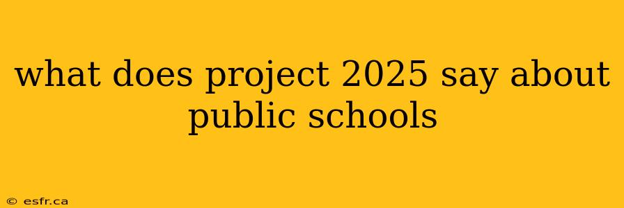 what does project 2025 say about public schools