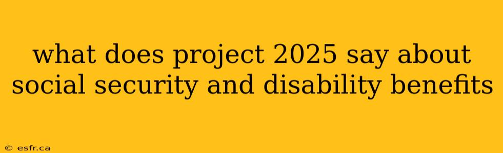 what does project 2025 say about social security and disability benefits