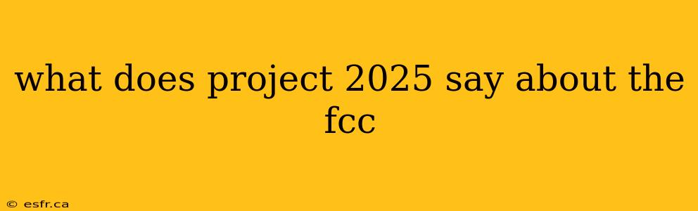 what does project 2025 say about the fcc