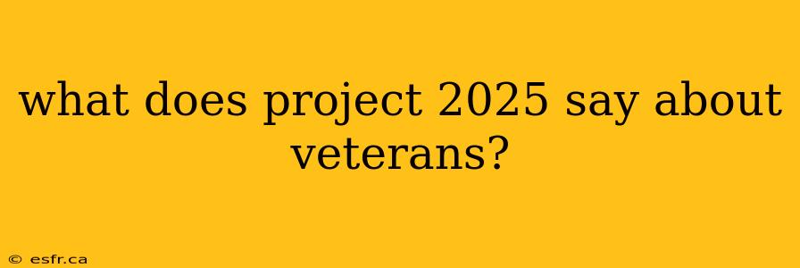 what does project 2025 say about veterans?