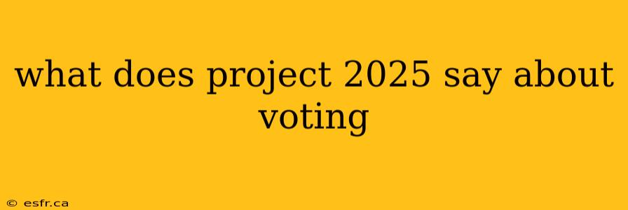 what does project 2025 say about voting