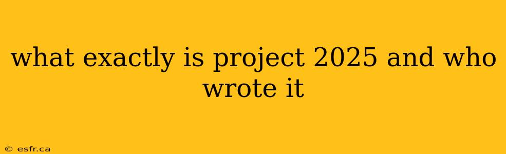 what exactly is project 2025 and who wrote it