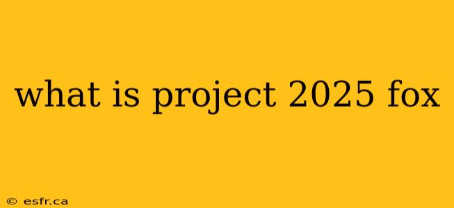 what is project 2025 fox