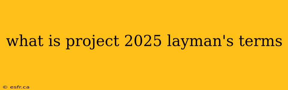 what is project 2025 layman's terms