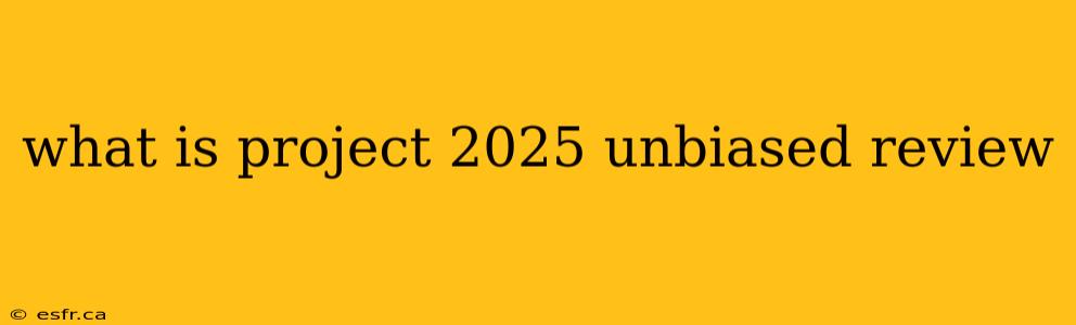 what is project 2025 unbiased review