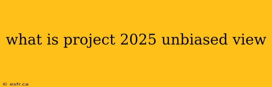 what is project 2025 unbiased view