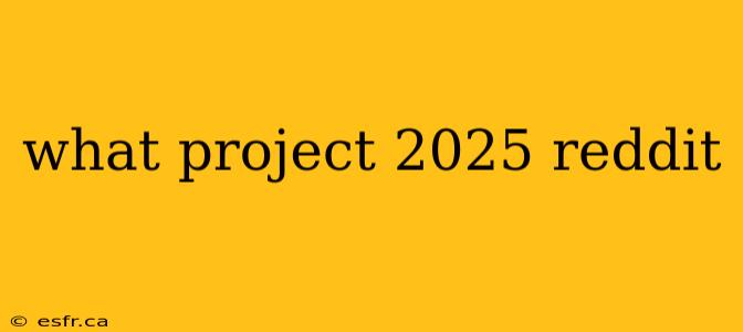 what project 2025 reddit