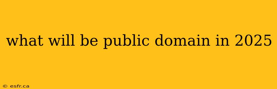 what will be public domain in 2025