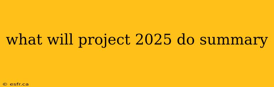 what will project 2025 do summary