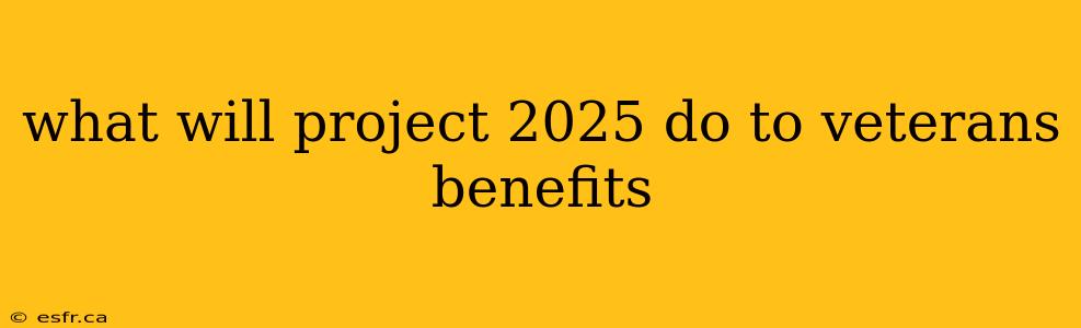 what will project 2025 do to veterans benefits