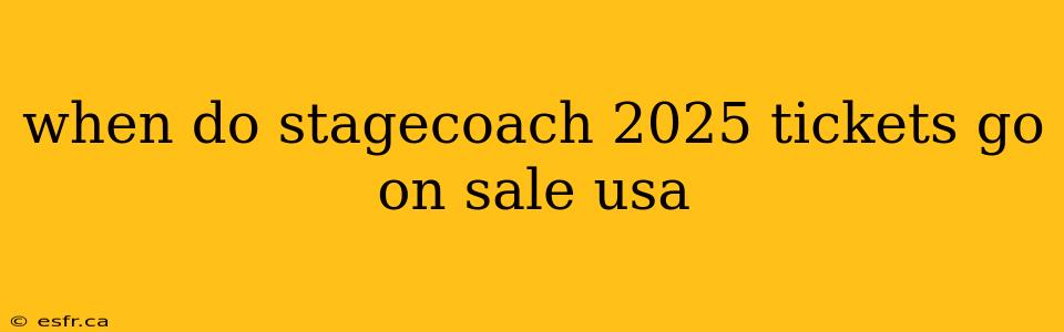 when do stagecoach 2025 tickets go on sale usa