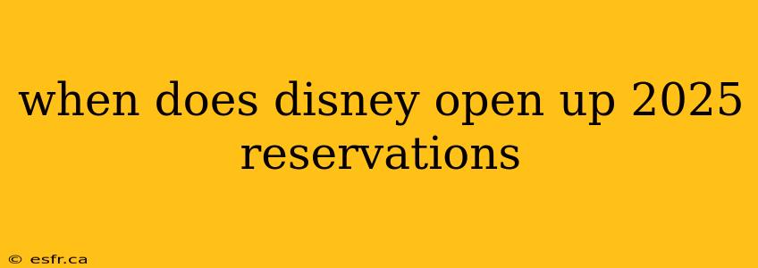 when does disney open up 2025 reservations