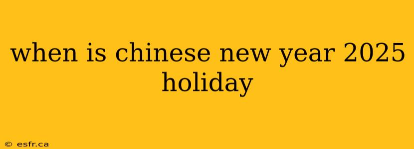 when is chinese new year 2025 holiday