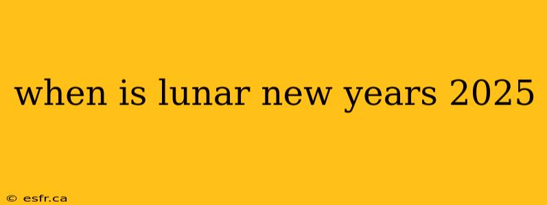 when is lunar new years 2025