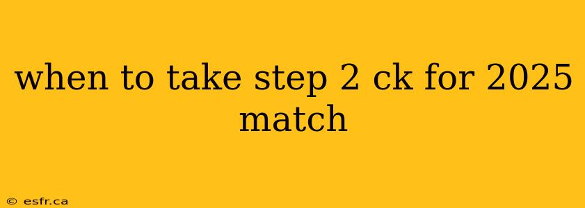 when to take step 2 ck for 2025 match