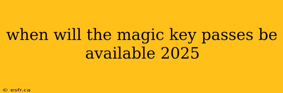 when will the magic key passes be available 2025