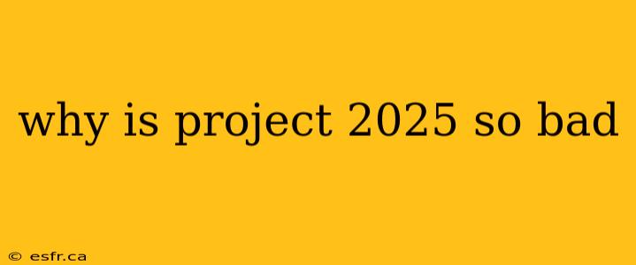 why is project 2025 so bad