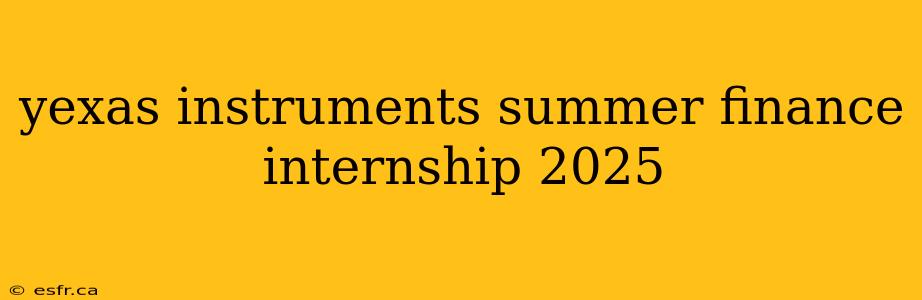 yexas instruments summer finance internship 2025